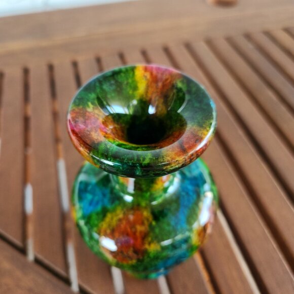 Natural Seven Colors Jade Vase, Hand-Carved Stone Vase, Taiwan 5.5", 818g - Picture 5 of 9